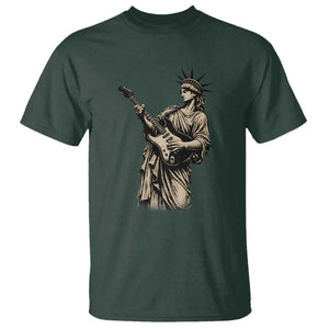 4th Of July Rock N Roll T Shirt Funny Statue Of Liberty Playing Guitar TS12 Dark Forest Green Print Your Wear