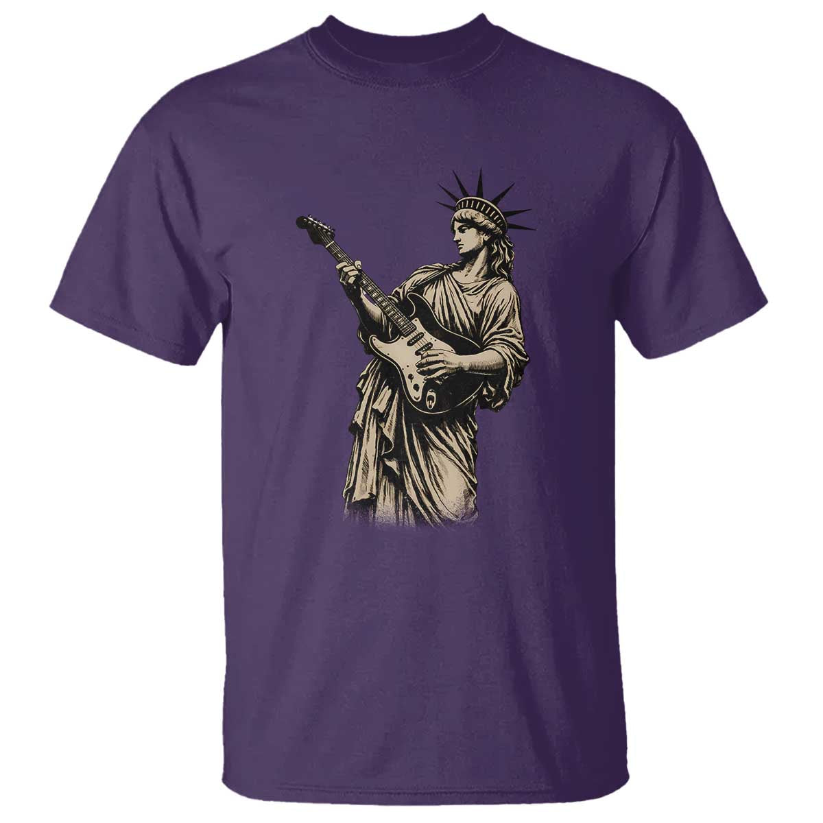 4th Of July Rock N Roll T Shirt Funny Statue Of Liberty Playing Guitar TS12 Purple Print Your Wear