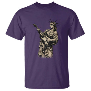 4th Of July Rock N Roll T Shirt Funny Statue Of Liberty Playing Guitar TS12 Purple Print Your Wear