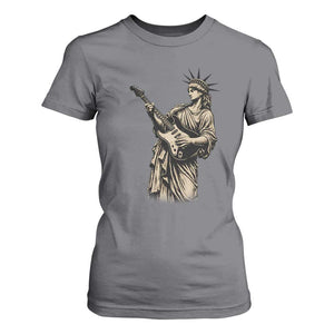 4th Of July Rock N Roll T Shirt For Women Funny Statue Of Liberty Playing Guitar TS12 Charcoal Print Your Wear