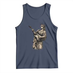 4th Of July Rock N Roll Tank Top Funny Statue Of Liberty Playing Guitar TS12 Navy Print Your Wear