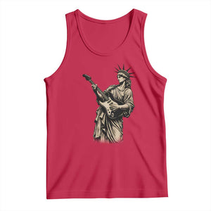 4th Of July Rock N Roll Tank Top Funny Statue Of Liberty Playing Guitar TS12 Red Print Your Wear