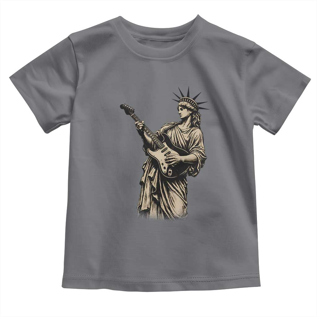 4th Of July Rock N Roll Toddler T Shirt Funny Statue Of Liberty Playing Guitar TS12 Charcoal Print Your Wear