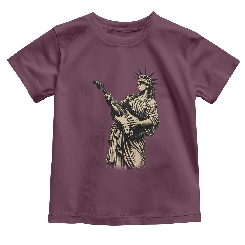 4th Of July Rock N Roll Toddler T Shirt Funny Statue Of Liberty Playing Guitar TS12 Maroon Print Your Wear