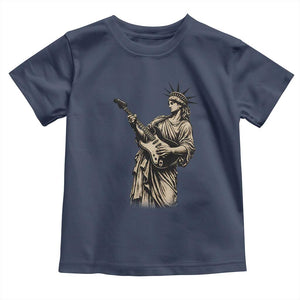 4th Of July Rock N Roll Toddler T Shirt Funny Statue Of Liberty Playing Guitar TS12 Navy Print Your Wear