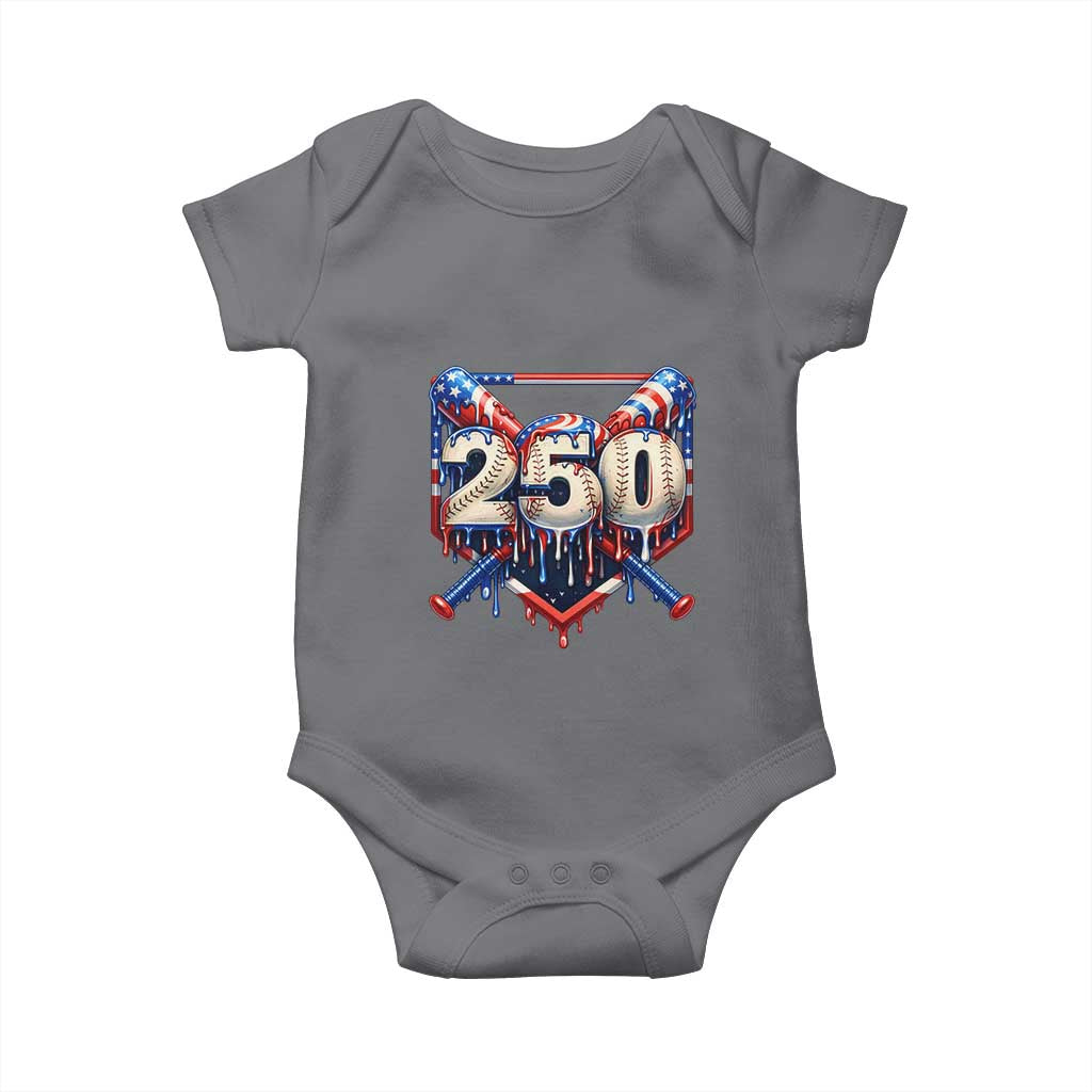 Patriotic Baseball Drip Baby Onesie USA 250th Anniversary Gift TS12 Charcoal Print Your Wear