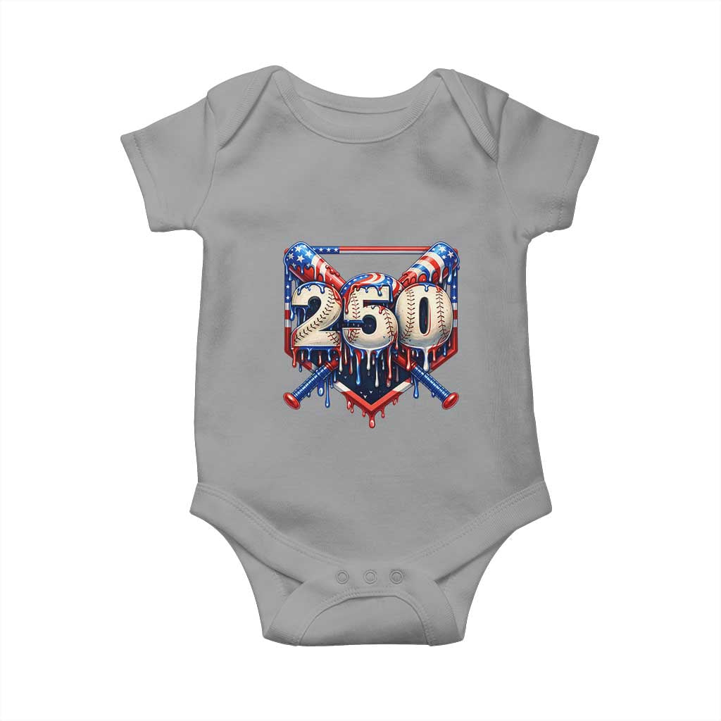 Patriotic Baseball Drip Baby Onesie USA 250th Anniversary Gift TS12 Sport Gray Print Your Wear