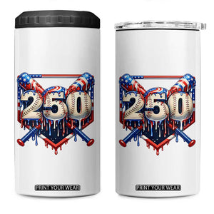 Patriotic Baseball Drip 4 in 1 Can Cooler Tumbler USA 250th Anniversary Gift TS12 One Size: 16 oz White Print Your Wear