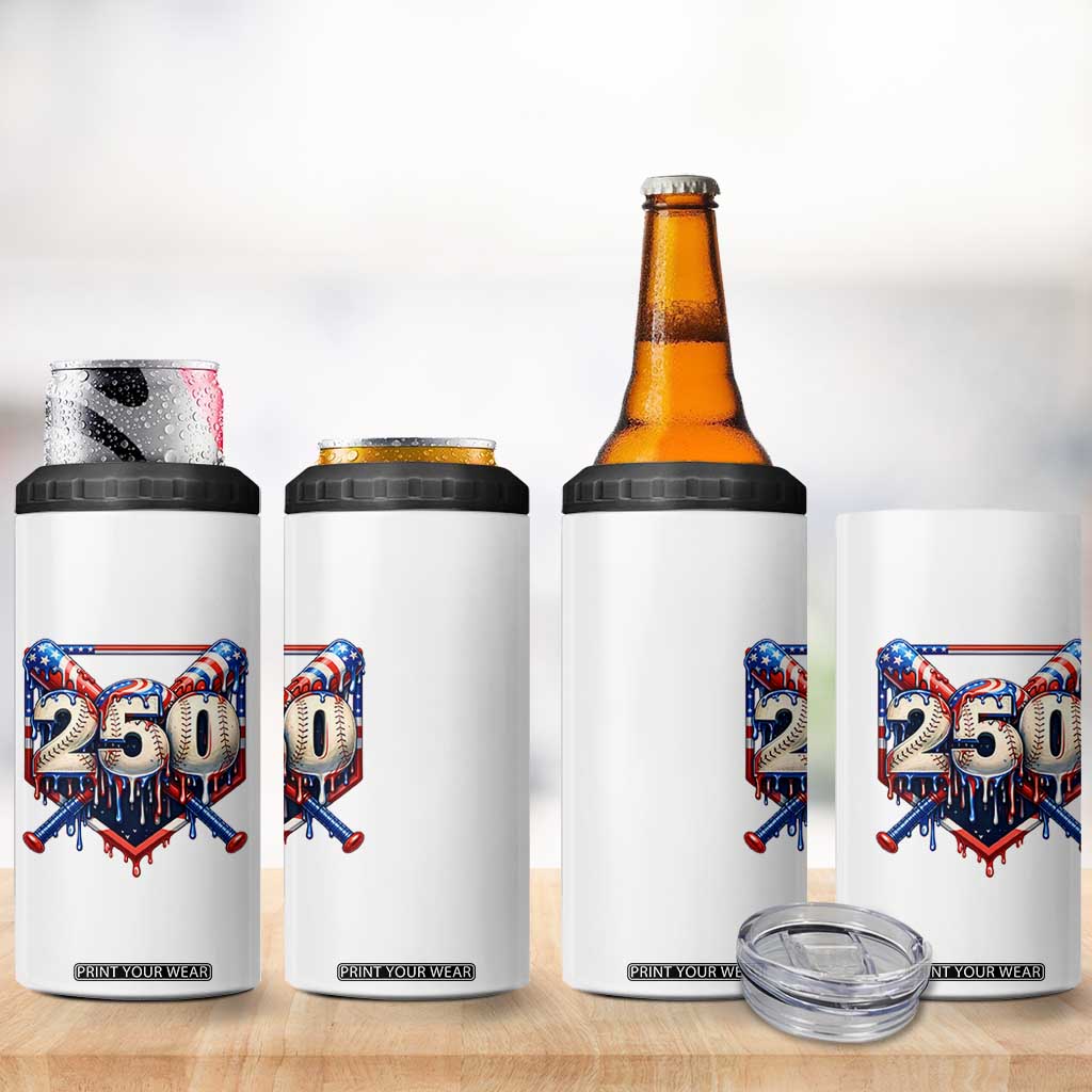Patriotic Baseball Drip 4 in 1 Can Cooler Tumbler USA 250th Anniversary Gift TS12 Print Your Wear