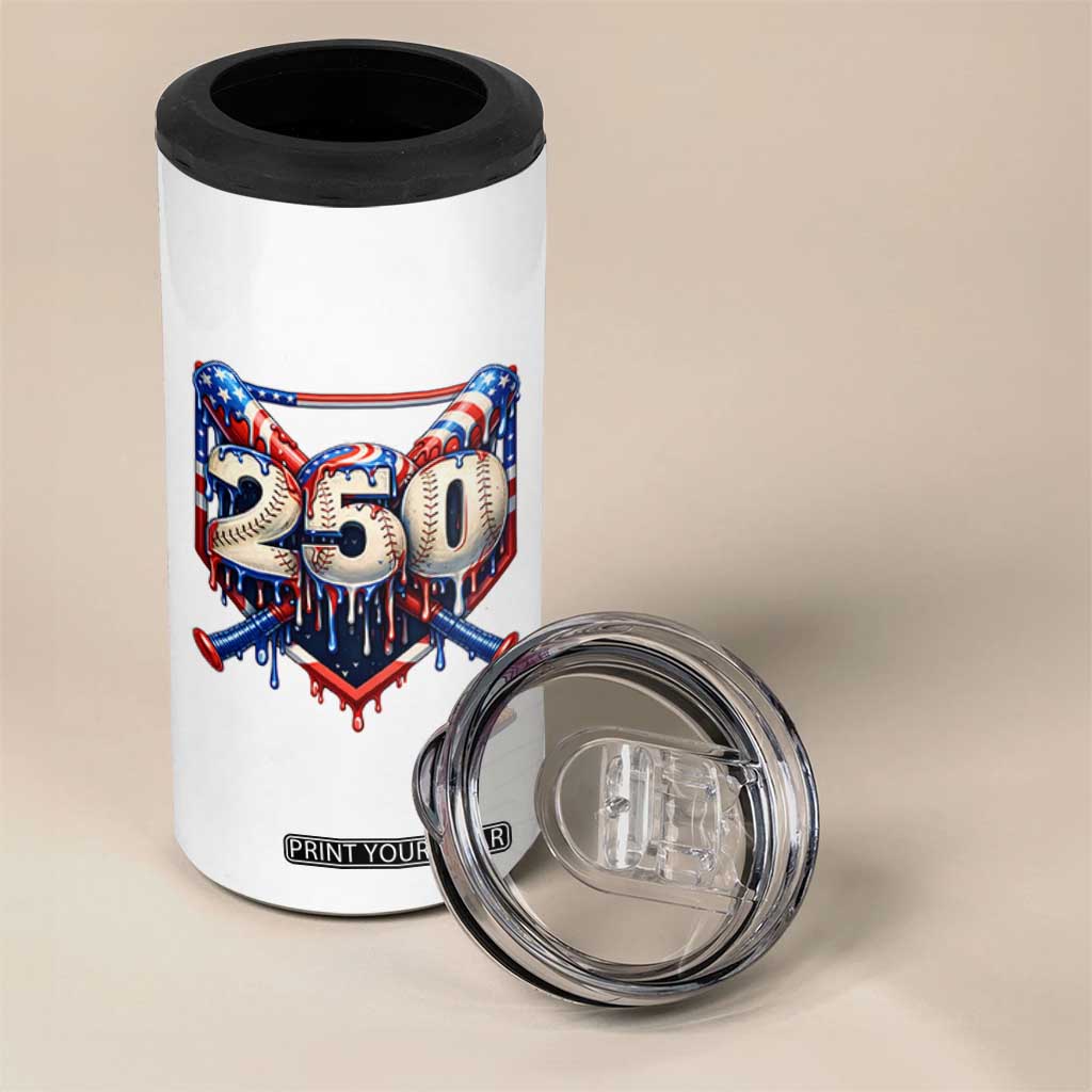 Patriotic Baseball Drip 4 in 1 Can Cooler Tumbler USA 250th Anniversary Gift TS12 Print Your Wear