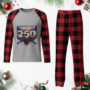 Patriotic Baseball Drip Plaid Pajama Set USA 250th Anniversary Gift TS12 Buffalo Plaid Print Your Wear