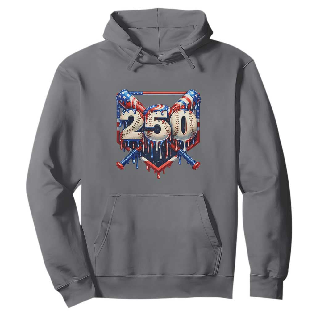 Patriotic Baseball Drip Hoodie USA 250th Anniversary Gift TS12 Charcoal Print Your Wear