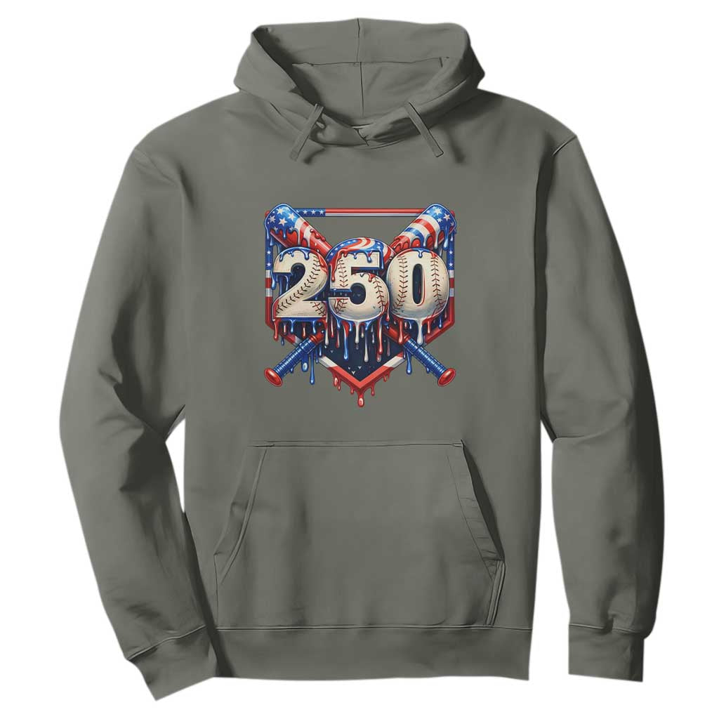Patriotic Baseball Drip Hoodie USA 250th Anniversary Gift TS12 Military Green Print Your Wear