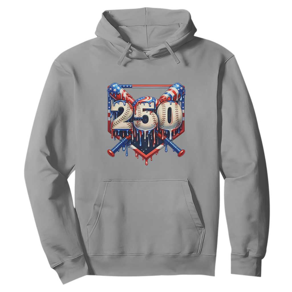 Patriotic Baseball Drip Hoodie USA 250th Anniversary Gift TS12 Sport Gray Print Your Wear