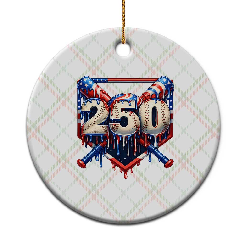 Patriotic Baseball Drip Ceramic Ornament USA 250th Anniversary Gift TS12 1pc Christmas Plaid Print Your Wear
