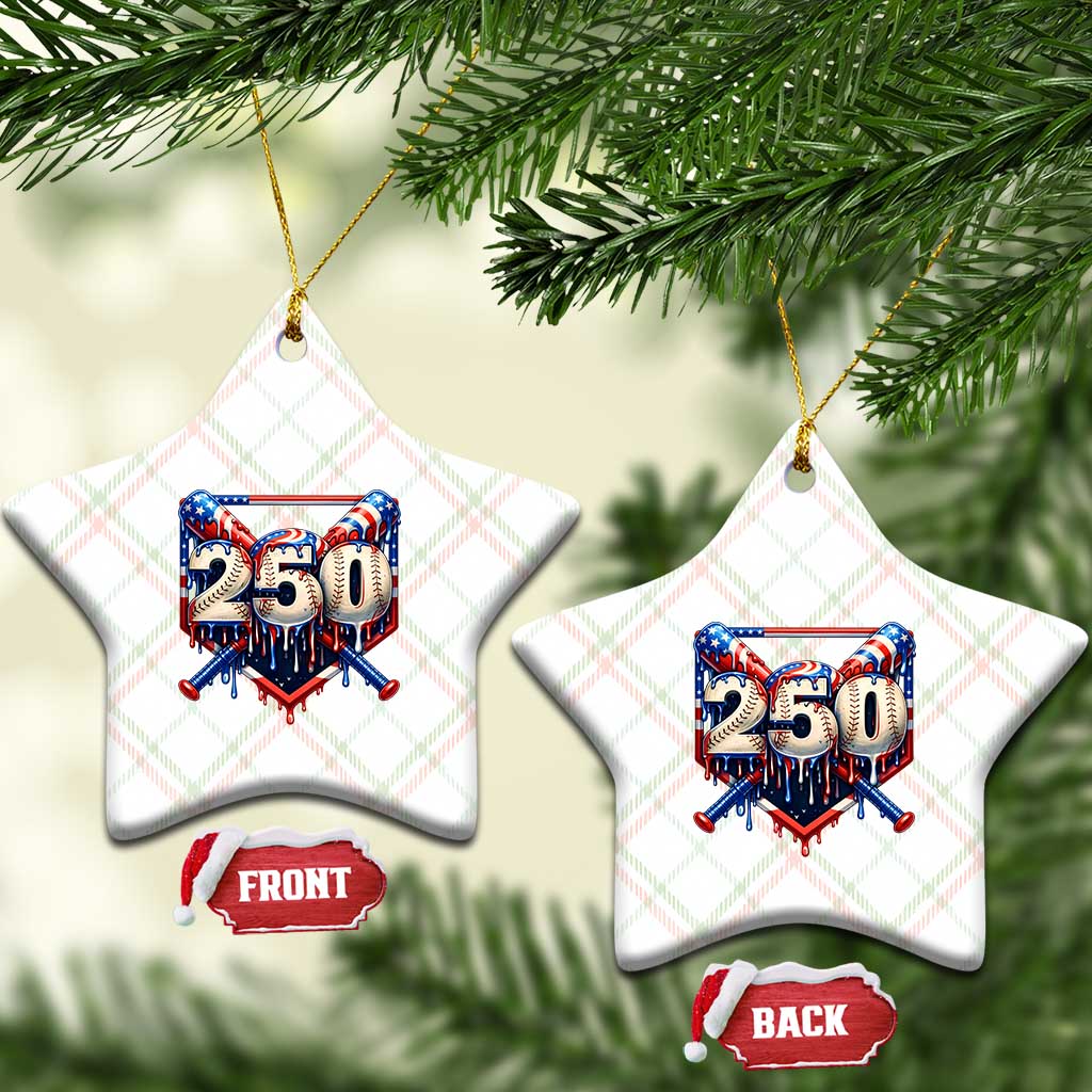 Patriotic Baseball Drip Ceramic Ornament USA 250th Anniversary Gift TS12 Print Your Wear