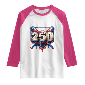 Patriotic Baseball Drip Raglan Shirt USA 250th Anniversary Gift TS12 White Heliconia Print Your Wear