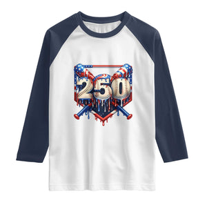 Patriotic Baseball Drip Raglan Shirt USA 250th Anniversary Gift TS12 White Navy Print Your Wear