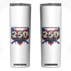 Patriotic Baseball Drip Skinny Tumbler USA 250th Anniversary Gift TS12 White Print Your Wear