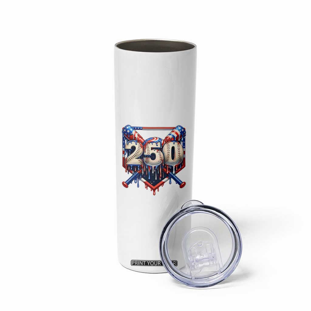 Patriotic Baseball Drip Skinny Tumbler USA 250th Anniversary Gift TS12 Print Your Wear