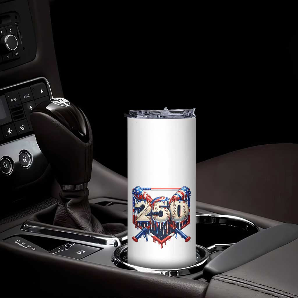 Patriotic Baseball Drip Skinny Tumbler USA 250th Anniversary Gift TS12 Print Your Wear
