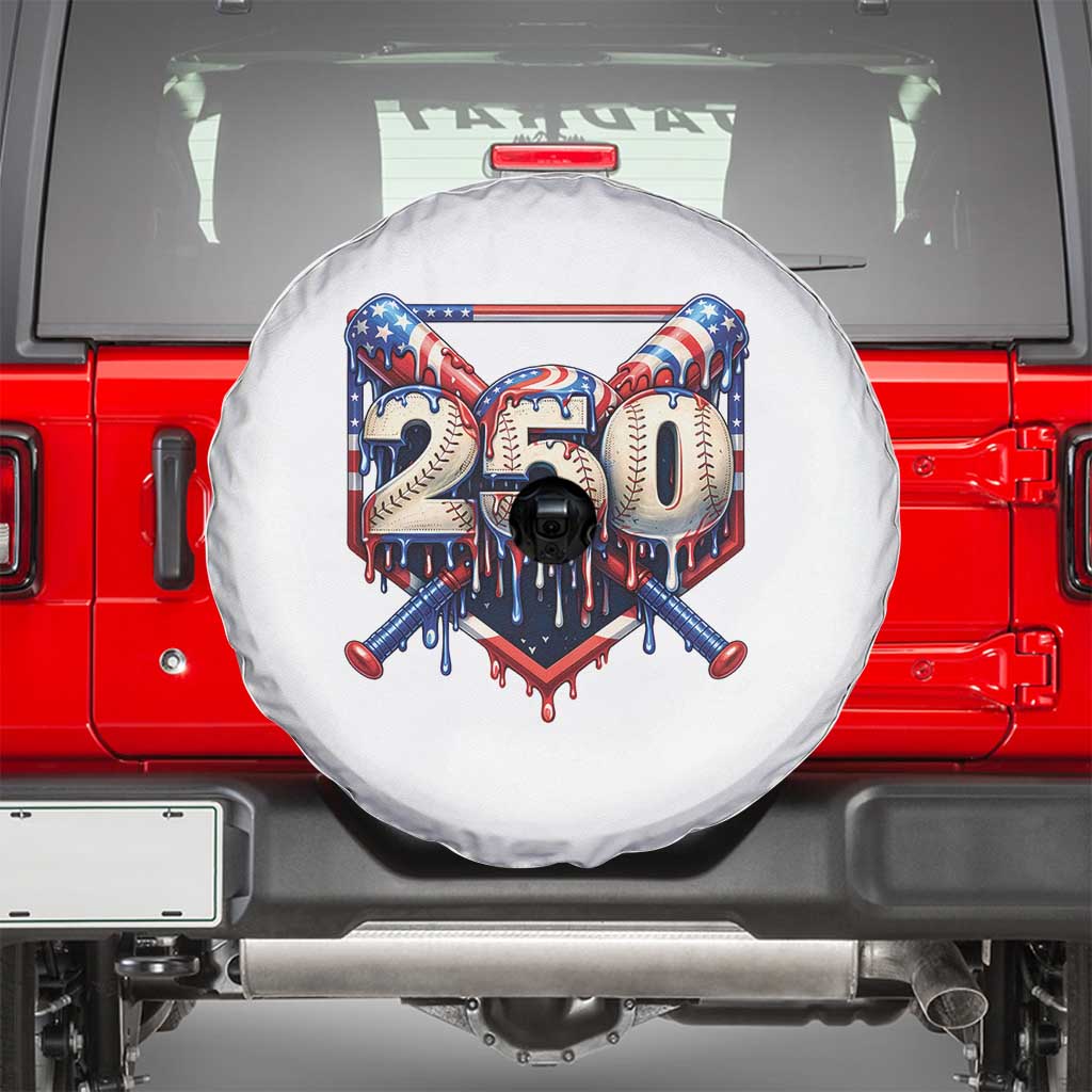Patriotic Baseball Drip Spare Tire Cover USA 250th Anniversary Gift TS12 White Print Your Wear