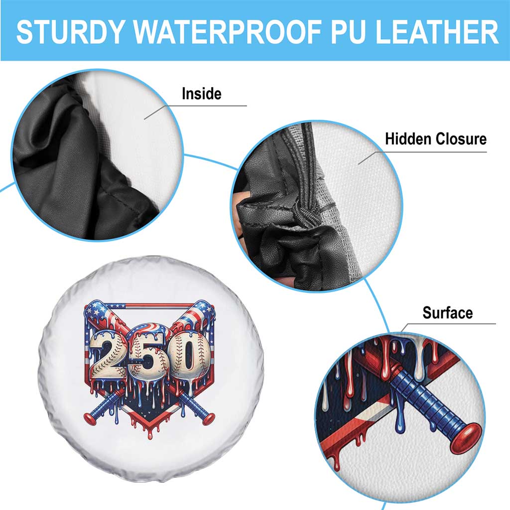 Patriotic Baseball Drip Spare Tire Cover USA 250th Anniversary Gift TS12 Print Your Wear