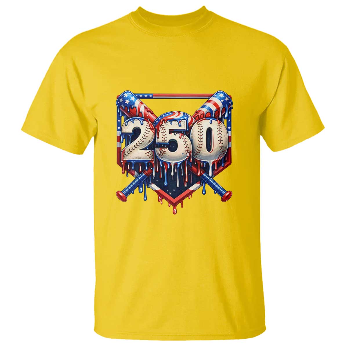 Patriotic Baseball Drip T Shirt USA 250th Anniversary Gift TS12 Daisy Print Your Wear