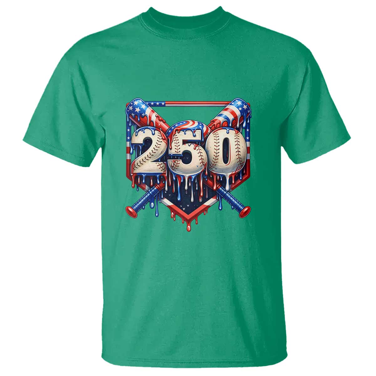 Patriotic Baseball Drip T Shirt USA 250th Anniversary Gift TS12 Irish Green Print Your Wear