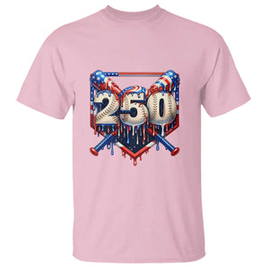 Patriotic Baseball Drip T Shirt USA 250th Anniversary Gift TS12 Light Pink Print Your Wear