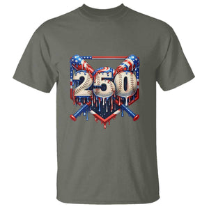 Patriotic Baseball Drip T Shirt USA 250th Anniversary Gift TS12 Military Green Print Your Wear