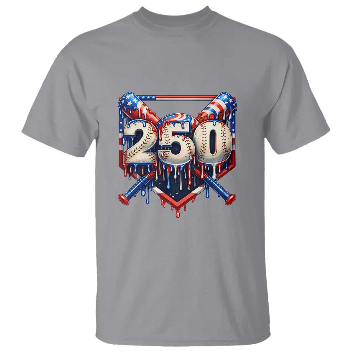 Patriotic Baseball Drip T Shirt USA 250th Anniversary Gift TS12 Sport Gray Print Your Wear