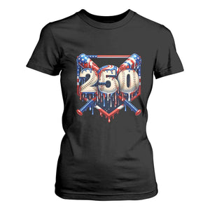 Patriotic Baseball Drip T Shirt For Women USA 250th Anniversary Gift TS12 Black Print Your Wear