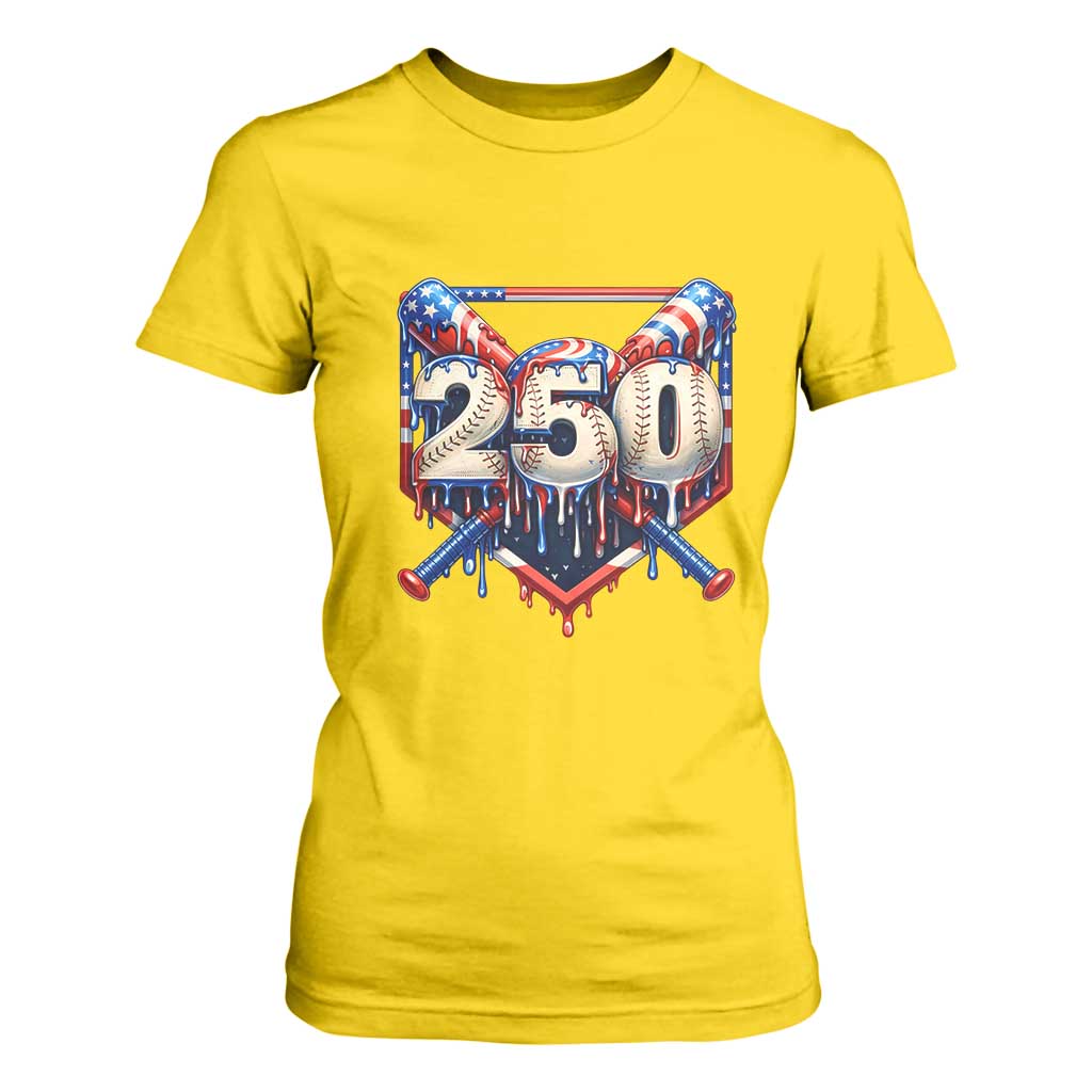 Patriotic Baseball Drip T Shirt For Women USA 250th Anniversary Gift TS12 Daisy Print Your Wear