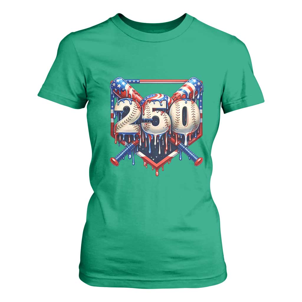 Patriotic Baseball Drip T Shirt For Women USA 250th Anniversary Gift TS12 Irish Green Print Your Wear