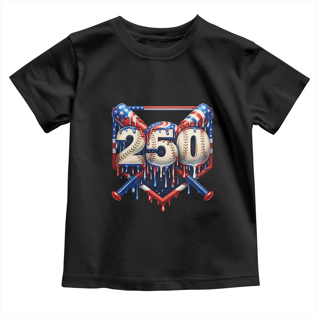 Patriotic Baseball Drip Toddler T Shirt USA 250th Anniversary Gift TS12 Black Print Your Wear