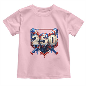 Patriotic Baseball Drip Toddler T Shirt USA 250th Anniversary Gift TS12 Light Pink Print Your Wear