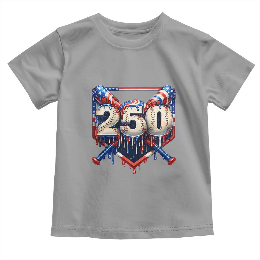 Patriotic Baseball Drip Toddler T Shirt USA 250th Anniversary Gift TS12 Sport Gray Print Your Wear