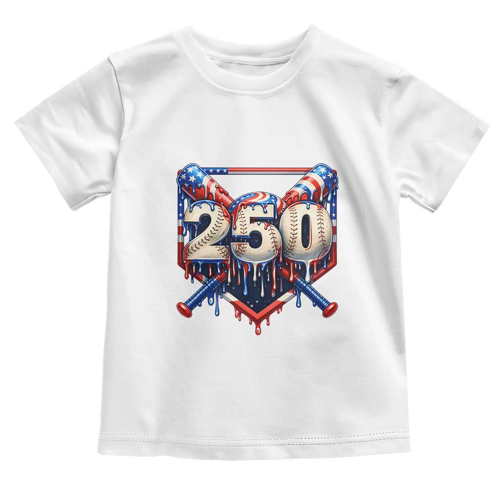 Patriotic Baseball Drip Toddler T Shirt USA 250th Anniversary Gift TS12 White Print Your Wear