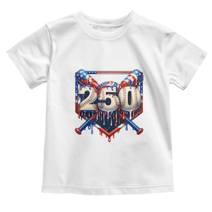 Patriotic Baseball Drip Toddler T Shirt USA 250th Anniversary Gift TS12 White Print Your Wear