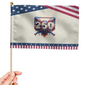 Baseball Drip Graphic Patriotic Handheld Flag USA 250th Anniversary Gift TS12 Modern 8.2" × 5.5" Beige Blue Print Your Wear