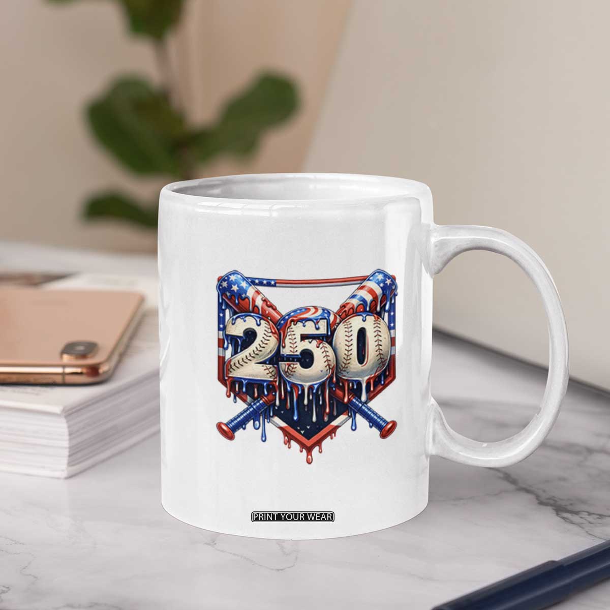 Patriotic Baseball Drip Coffee Mug USA 250th Anniversary Gift TS12 Print Your Wear