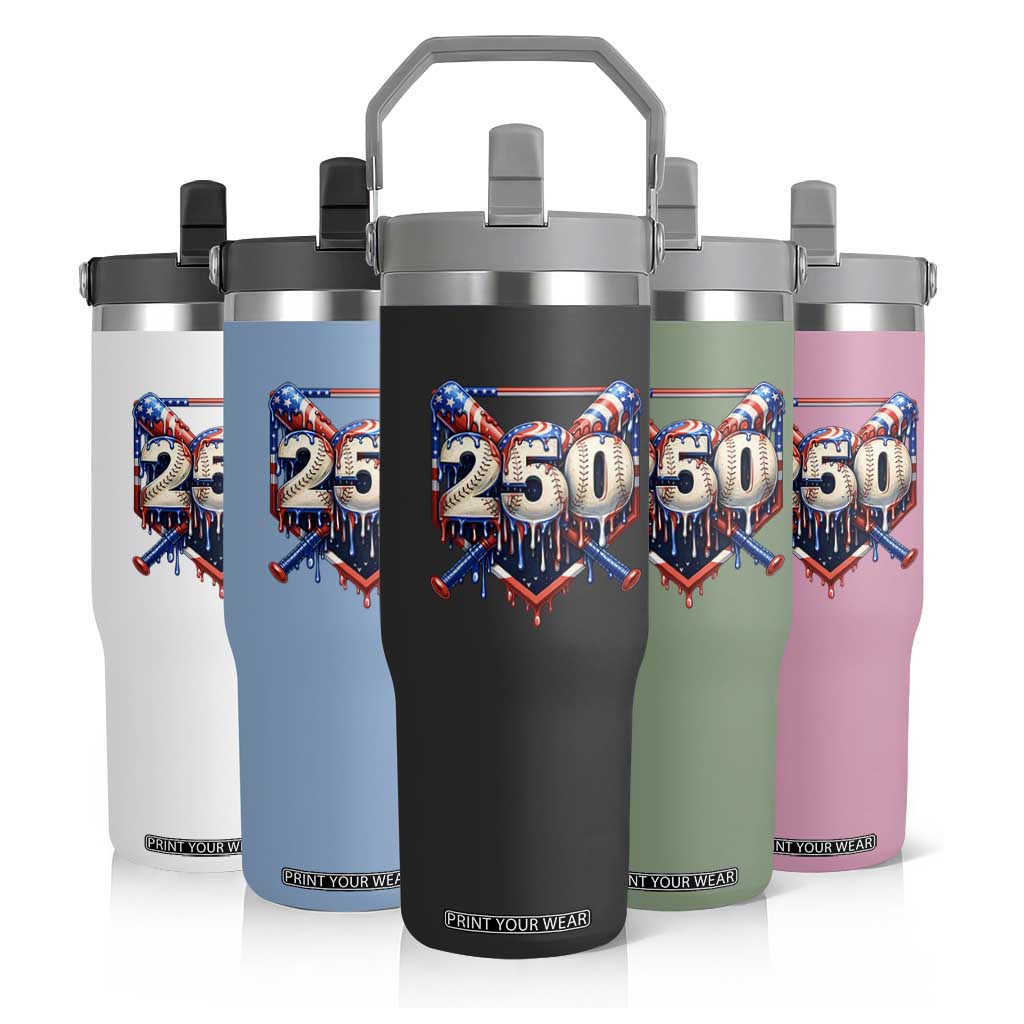 Patriotic Baseball Drip Flip Straw Tumbler USA 250th Anniversary Gift TS12 Print Your Wear