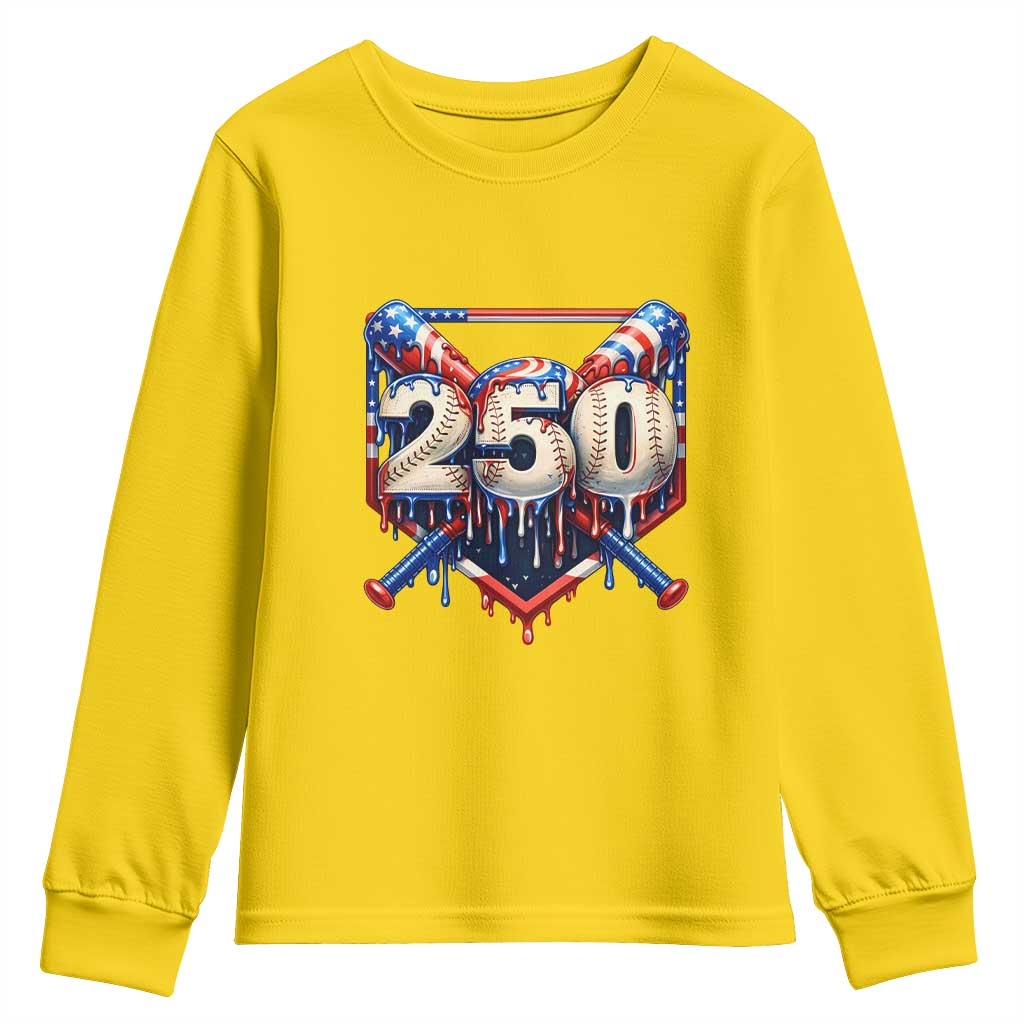 Patriotic Baseball Drip Youth Sweatshirt USA 250th Anniversary Gift TS12 Daisy Print Your Wear