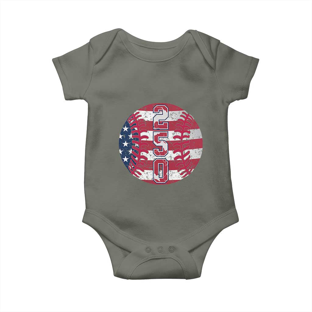 USA 250th Anniversary Baseball Baby Onesie Patriotic Athlete Gift TS12 Military Green Print Your Wear