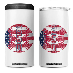 USA 250th Anniversary Baseball 4 in 1 Can Cooler Tumbler Patriotic Athlete Gift TS12 One Size: 16 oz White Print Your Wear