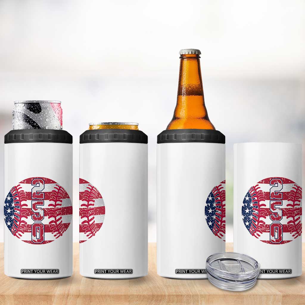 USA 250th Anniversary Baseball 4 in 1 Can Cooler Tumbler Patriotic Athlete Gift TS12 Print Your Wear