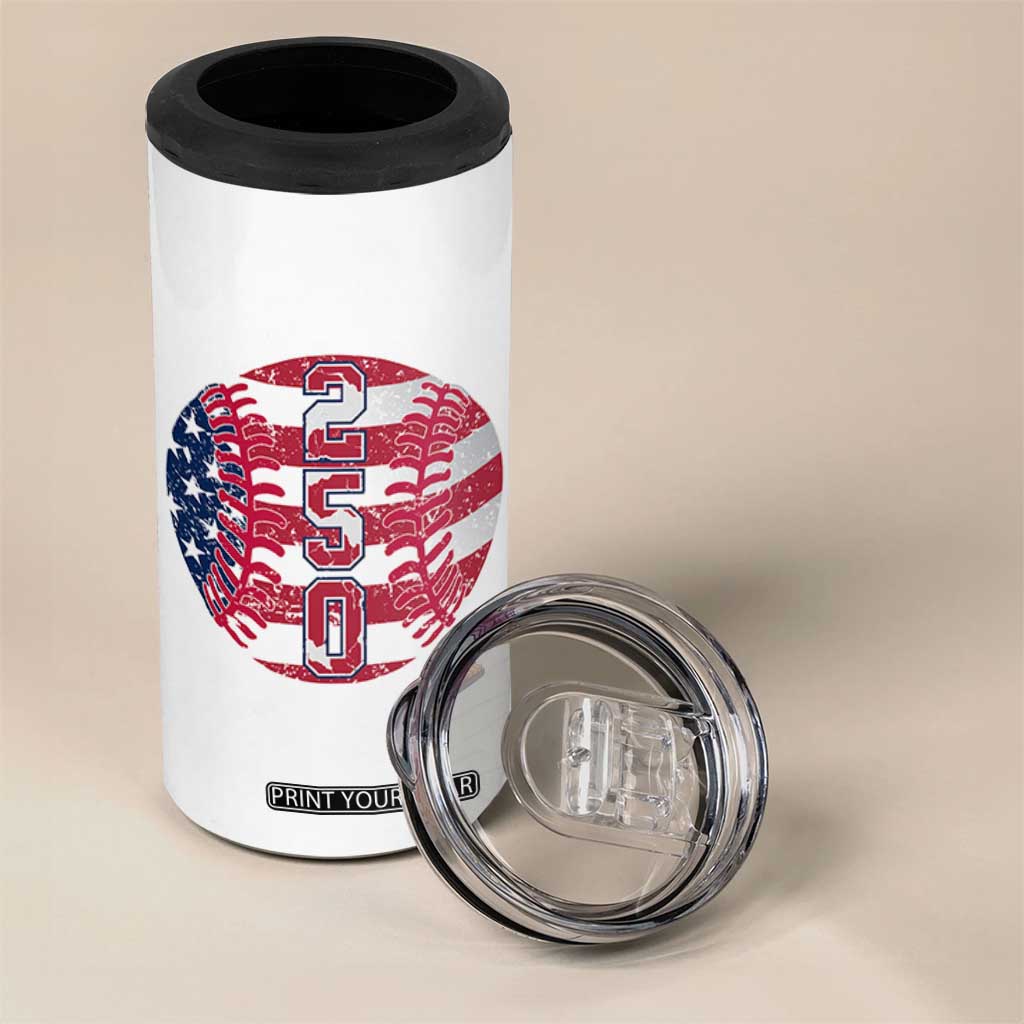 USA 250th Anniversary Baseball 4 in 1 Can Cooler Tumbler Patriotic Athlete Gift TS12 Print Your Wear