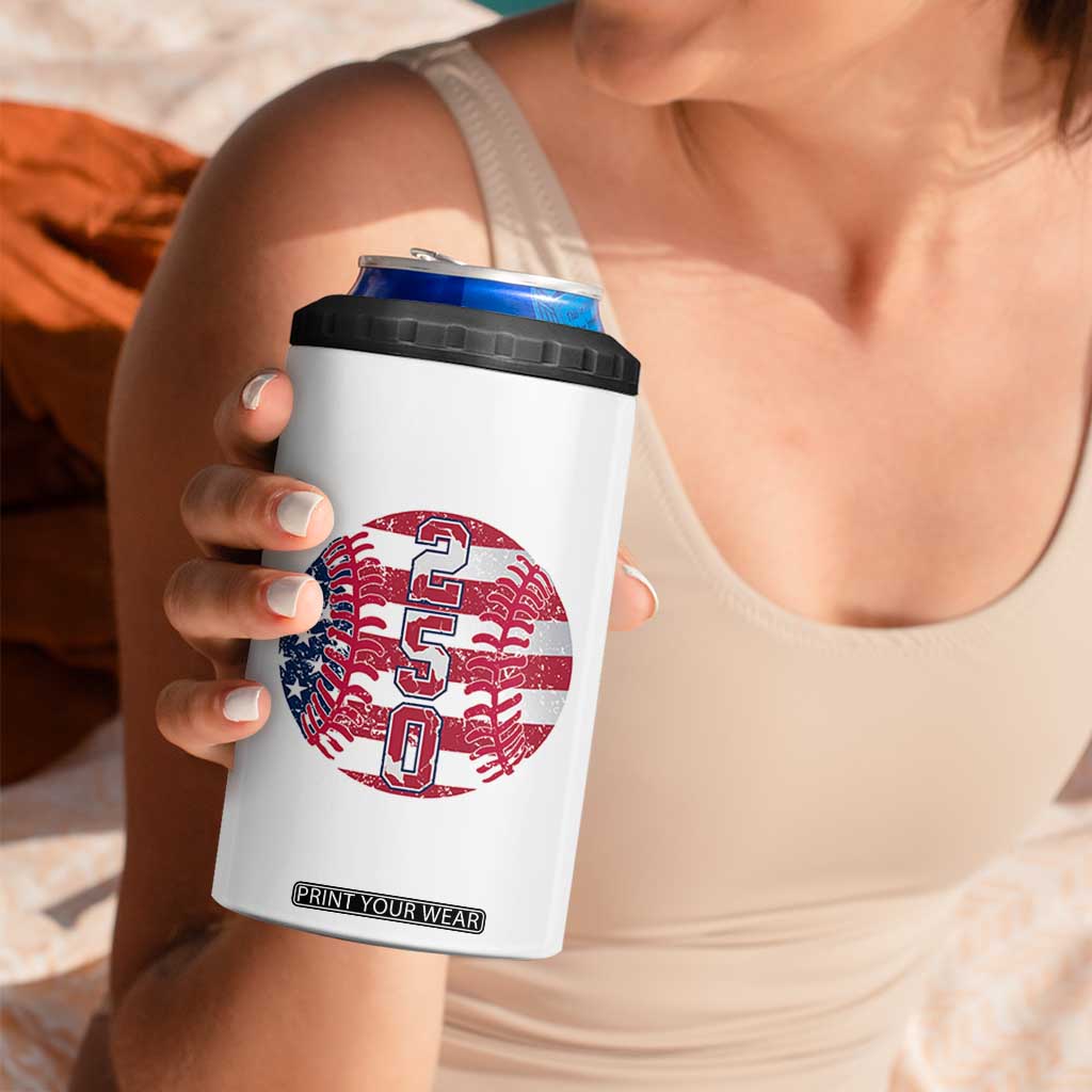 USA 250th Anniversary Baseball 4 in 1 Can Cooler Tumbler Patriotic Athlete Gift TS12 Print Your Wear