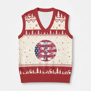 USA 250th Anniversary Baseball V-Neck Knit Sweater Vest Patriotic Athlete Gift TS12 Beige Red Print Your Wear